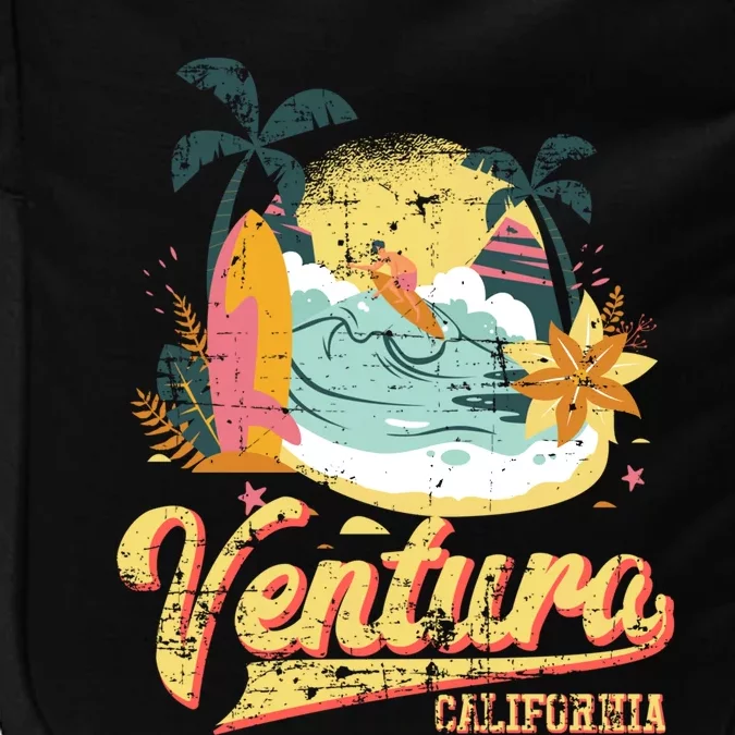 Retro Beach Surf Wave Ventura California Impact Tech Backpack