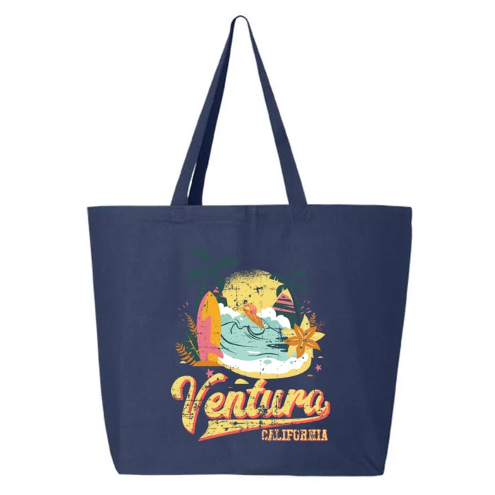 Retro Beach Surf Wave Ventura California 25L Jumbo Tote