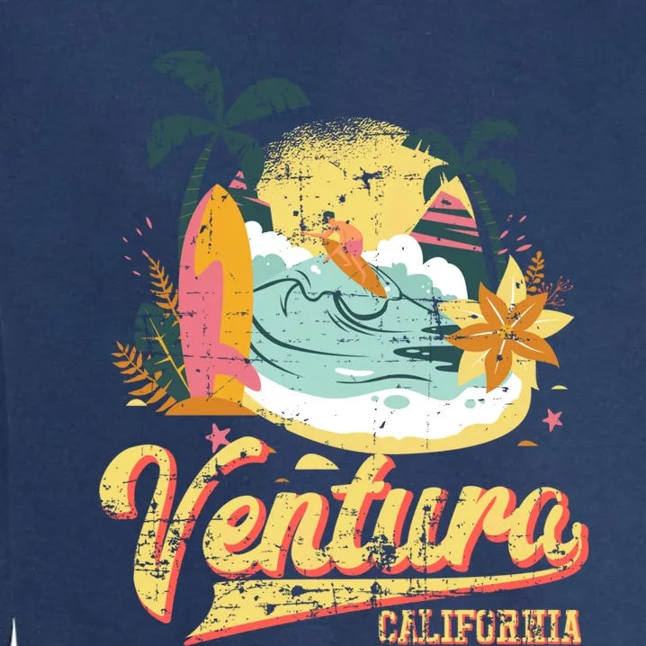 Retro Beach Surf Wave Ventura California Garment-Dyed Sweatshirt