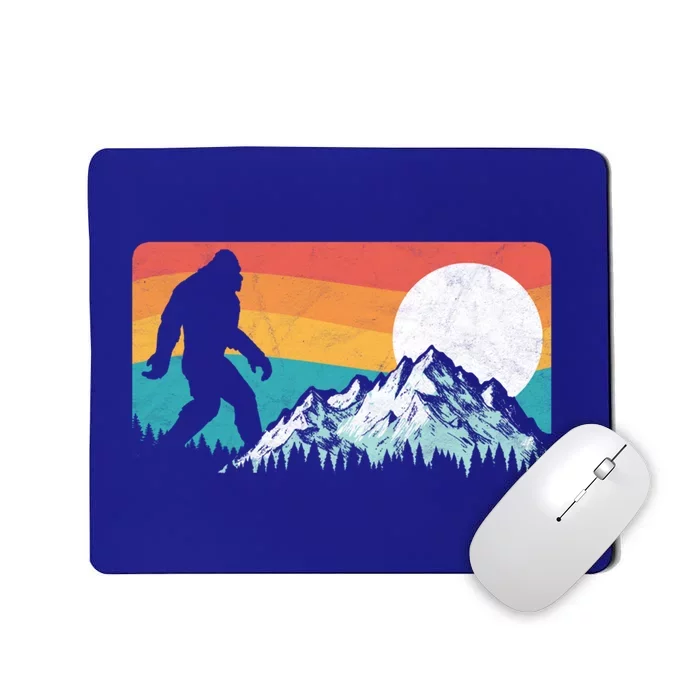 Retro Bigfoot Silhouette Rocky Mountains 80s Graphic Gift Mousepad