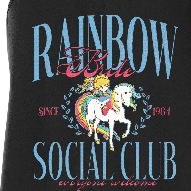 Rainbow Brite Social Club Since 1984 Everyone Welcome Women's Racerback Tank