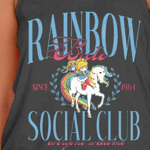 Rainbow Brite Social Club Since 1984 Everyone Welcome Women's Knotted Racerback Tank