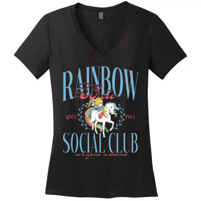 Rainbow Brite Social Club Since 1984 Everyone Welcome Women's V-Neck T-Shirt