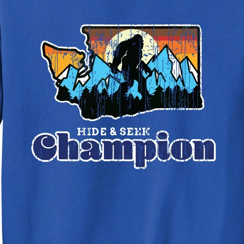 Retro Bigfoot State Of Washington Hide And Seek Champion Tall Sweatshirt