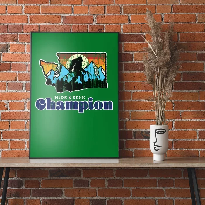 Retro Bigfoot State Of Washington Hide And Seek Champion Poster