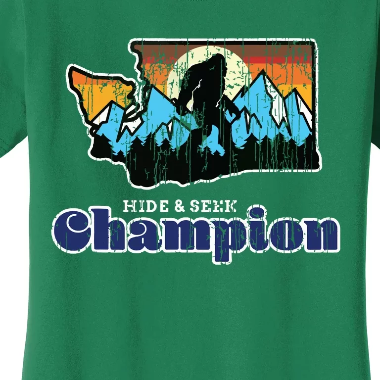 Retro Bigfoot State Of Washington Hide And Seek Champion Women's T-Shirt