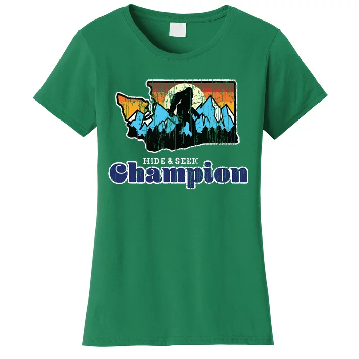 Retro Bigfoot State Of Washington Hide And Seek Champion Women's T-Shirt