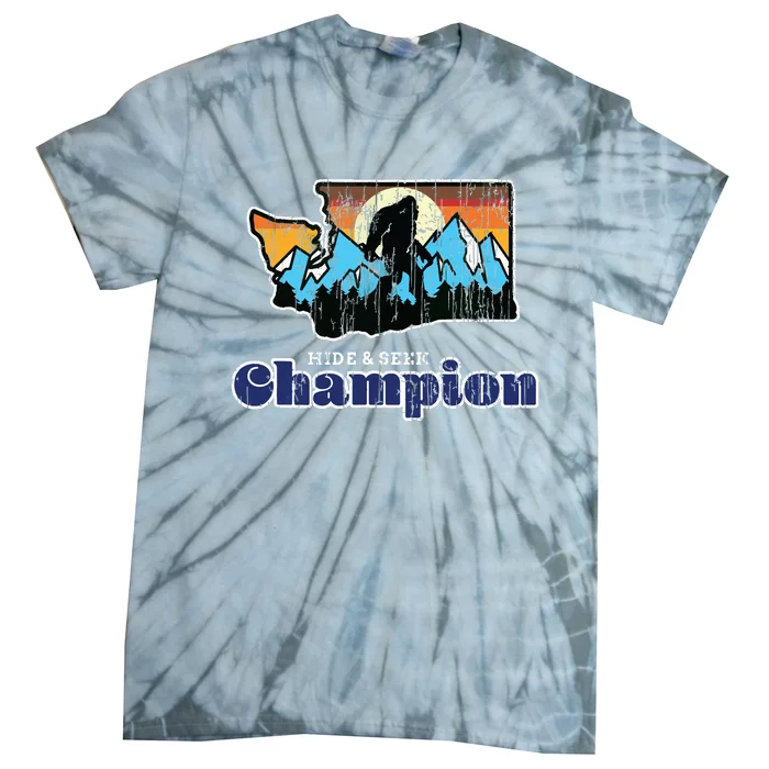 Retro Bigfoot State Of Washington Hide And Seek Champion Tie-Dye T-Shirt