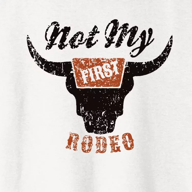 Retro Bull Skull Not My First Rodeo Western Country Cowboy Women's Crop Top Tee