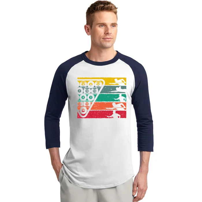 Retro Billiards Sport Gift Baseball Sleeve Shirt