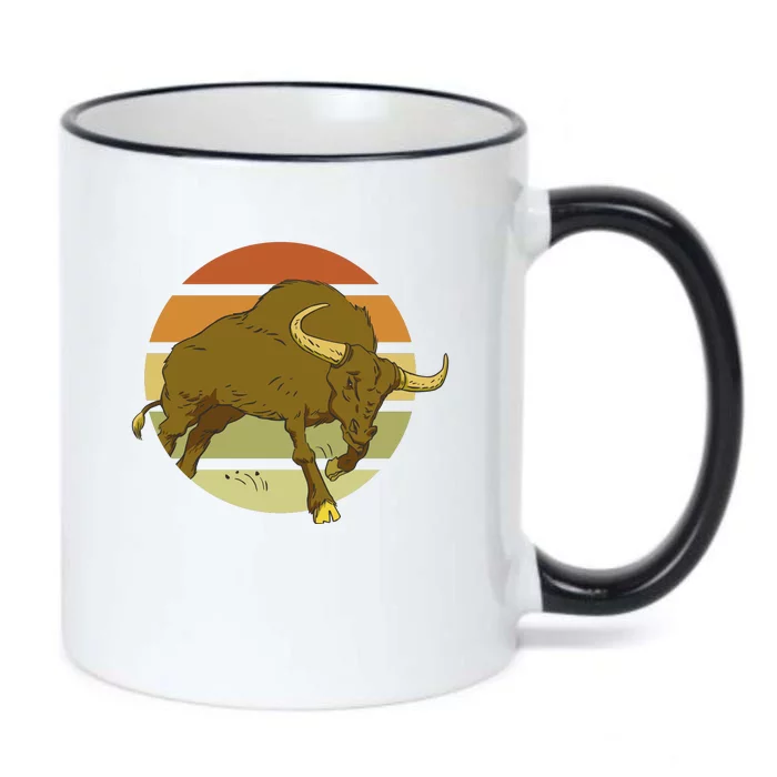 Retro Bull Sunset Black Color Changing Mug