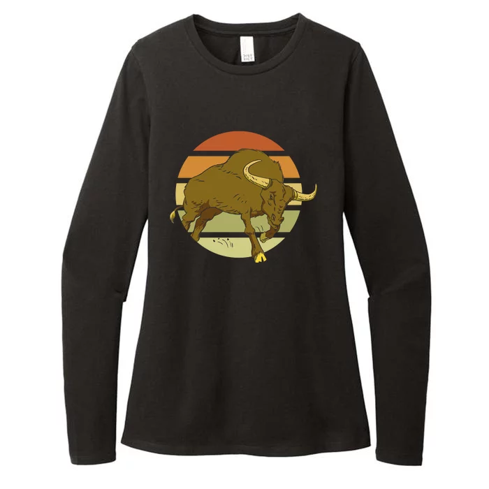 Retro Bull Sunset Womens CVC Long Sleeve Shirt