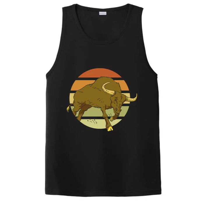 Retro Bull Sunset Performance Tank