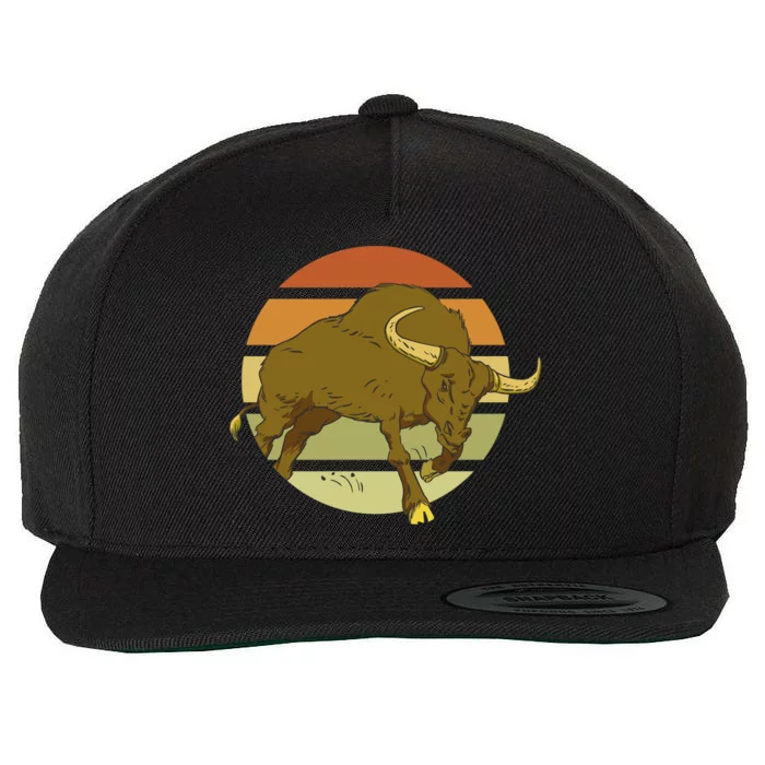 Retro Bull Sunset Wool Snapback Cap