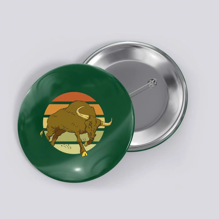 Retro Bull Sunset Button