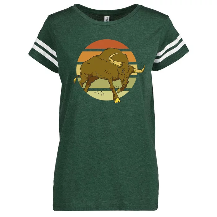 Retro Bull Sunset Enza Ladies Jersey Football T-Shirt