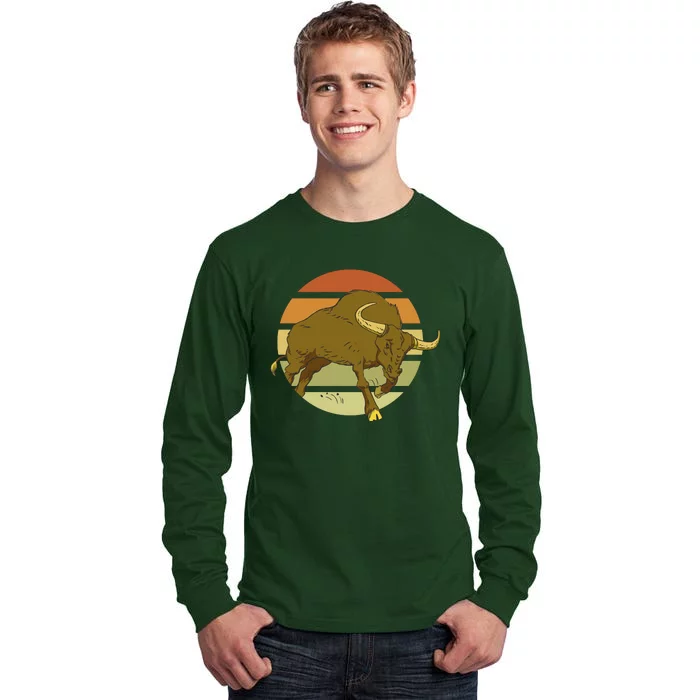 Retro Bull Sunset Tall Long Sleeve T-Shirt