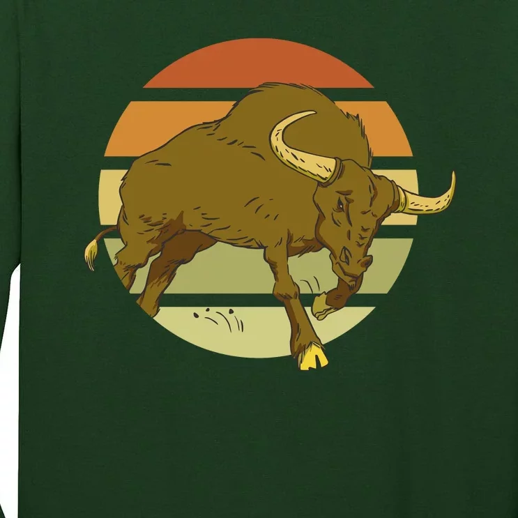 Retro Bull Sunset Tall Long Sleeve T-Shirt