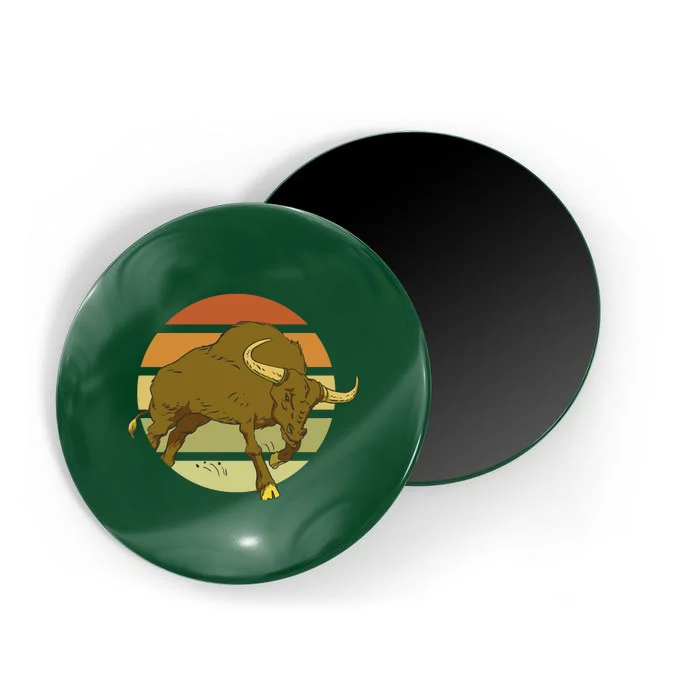 Retro Bull Sunset Magnet