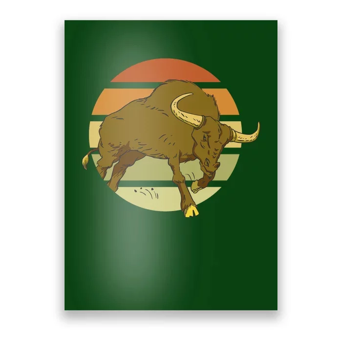 Retro Bull Sunset Poster