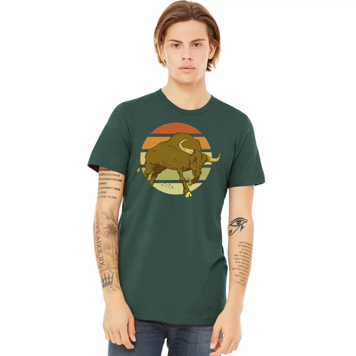 Retro Bull Sunset Premium T-Shirt