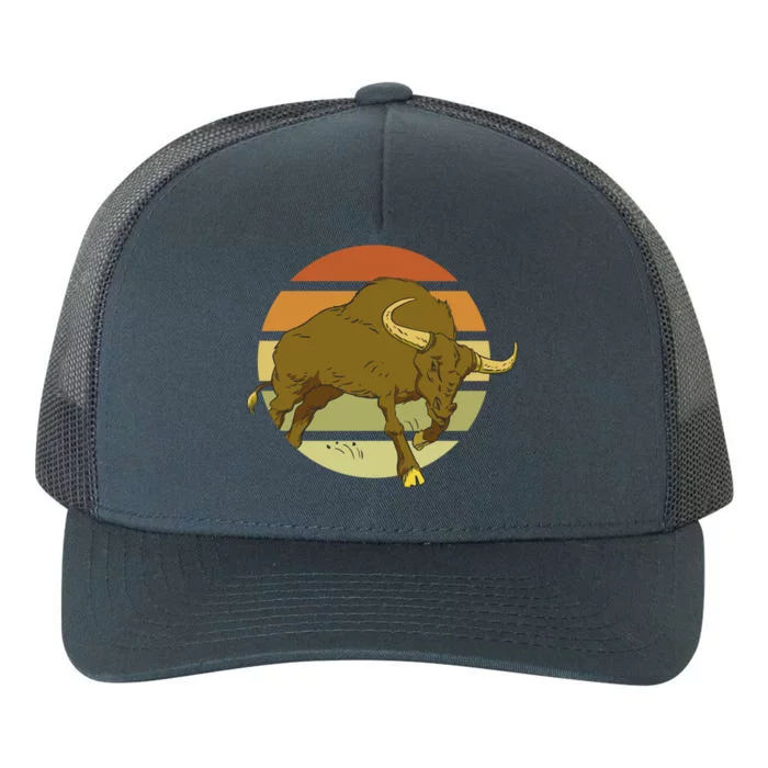 Retro Bull Sunset Yupoong Adult 5-Panel Trucker Hat