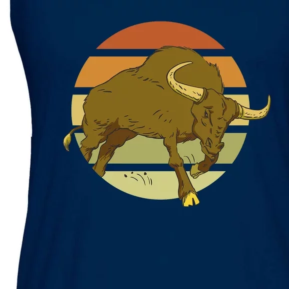 Retro Bull Sunset Ladies Essential Flowy Tank