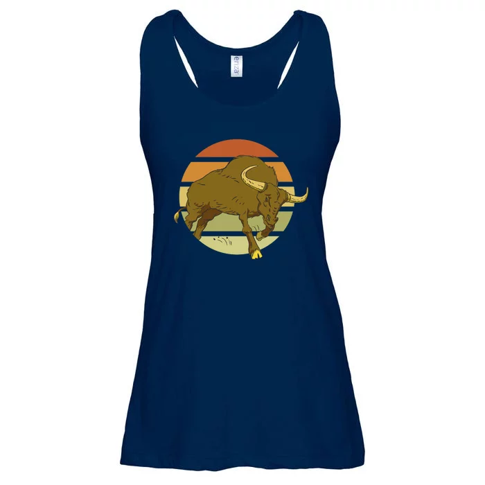 Retro Bull Sunset Ladies Essential Flowy Tank