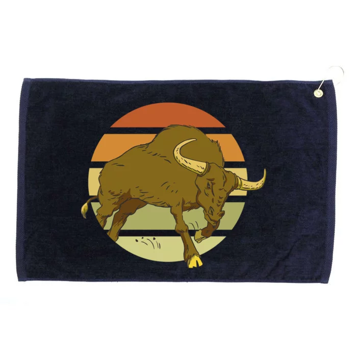 Retro Bull Sunset Grommeted Golf Towel