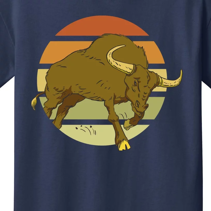 Retro Bull Sunset Kids T-Shirt