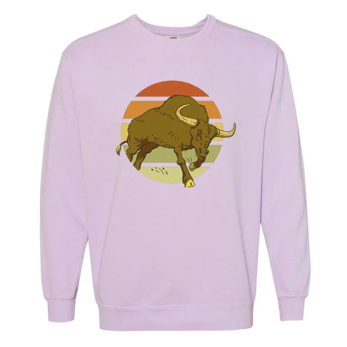 Retro Bull Sunset Garment-Dyed Sweatshirt