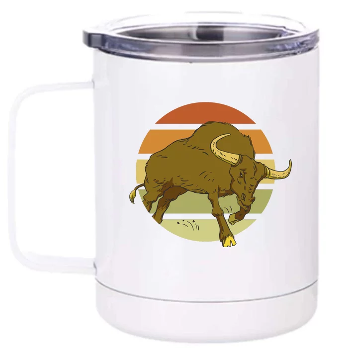 Retro Bull Sunset Front & Back 12oz Stainless Steel Tumbler Cup