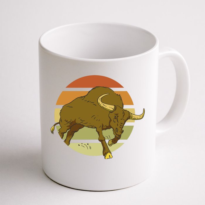 Retro Bull Sunset Front & Back Coffee Mug