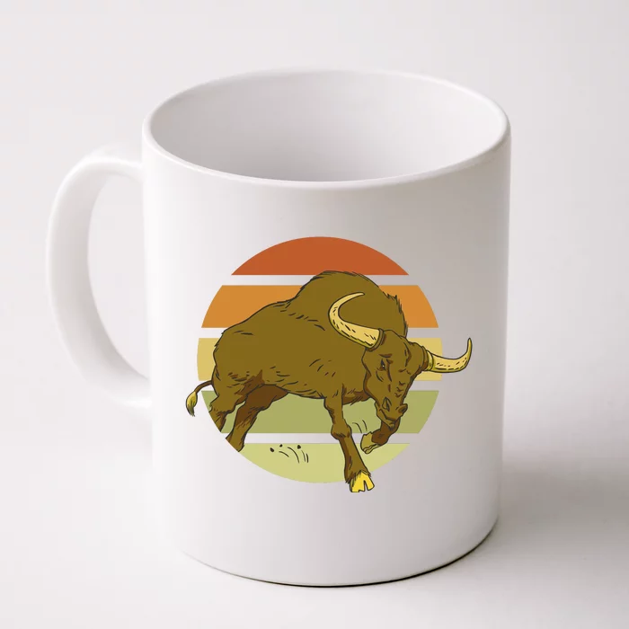 Retro Bull Sunset Front & Back Coffee Mug