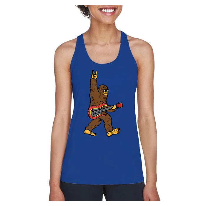 Rocker Bigfoot Sasquatch Guitar Rocknroll Rock Women's Racerback Tank