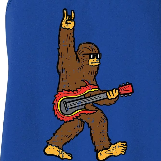 Rocker Bigfoot Sasquatch Guitar Rocknroll Rock Women's Racerback Tank