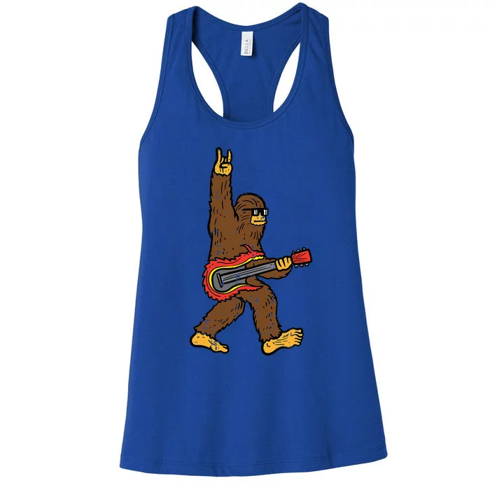 Rocker Bigfoot Sasquatch Guitar Rocknroll Rock Women's Racerback Tank