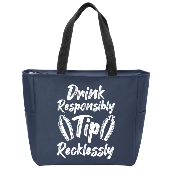 Retro Bartending Saying Mixologist Barkeeper & Bartender Zip Tote Bag