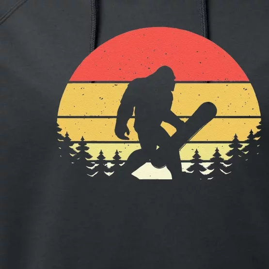 Retro Bigfoot Snowboard Shirt Sasquatch Snowboarding Lovers Performance Fleece Hoodie