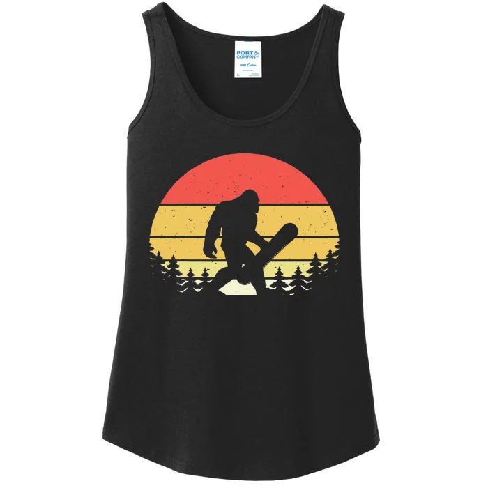 Retro Bigfoot Snowboard Shirt Sasquatch Snowboarding Lovers Ladies Essential Tank