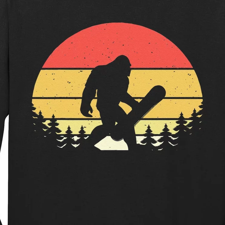 Retro Bigfoot Snowboard Shirt Sasquatch Snowboarding Lovers Tall Long Sleeve T-Shirt