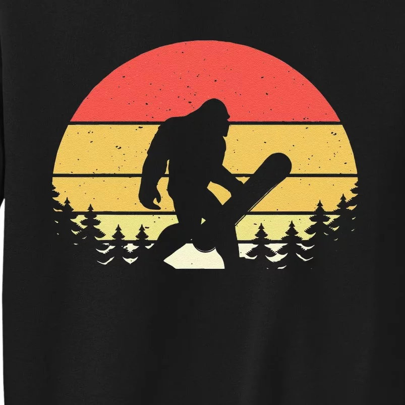 Retro Bigfoot Snowboard Shirt Sasquatch Snowboarding Lovers Tall Sweatshirt