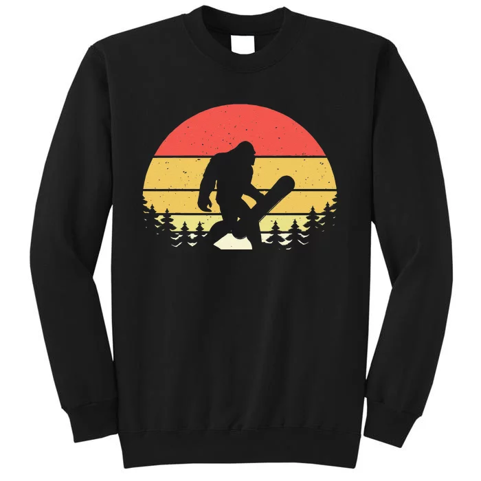 Retro Bigfoot Snowboard Shirt Sasquatch Snowboarding Lovers Tall Sweatshirt