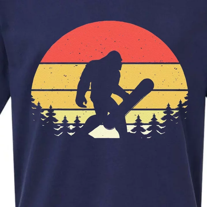 Retro Bigfoot Snowboard Shirt Sasquatch Snowboarding Lovers Sueded Cloud Jersey T-Shirt