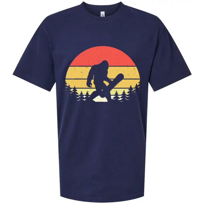 Retro Bigfoot Snowboard Shirt Sasquatch Snowboarding Lovers Sueded Cloud Jersey T-Shirt