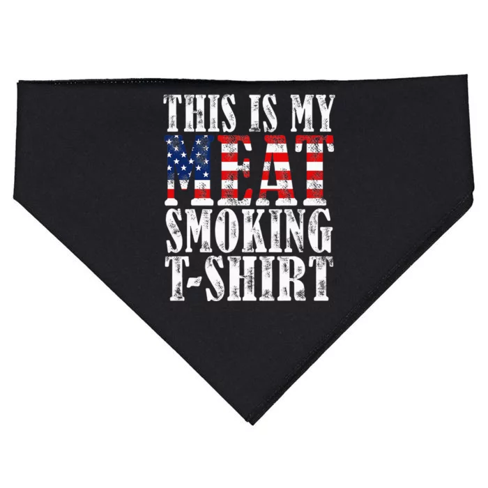 Retro BBQ Smoker Vintage US Flag This Is My Meat Smoking USA-Made Doggie Bandana