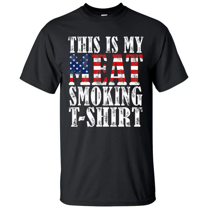 Retro BBQ Smoker Vintage US Flag This Is My Meat Smoking Tall T-Shirt