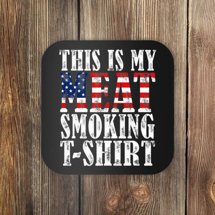 Retro BBQ Smoker Vintage US Flag This Is My Meat Smoking Coaster