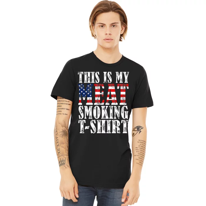 Retro BBQ Smoker Vintage US Flag This Is My Meat Smoking Premium T-Shirt