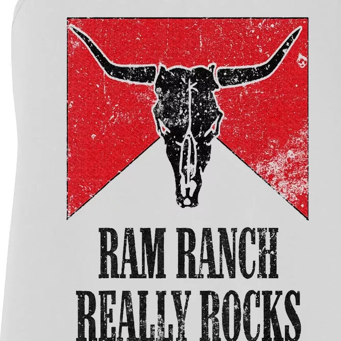 Retro Bull Skull Western Life Country Ram Ranch Really Rocks Women's Racerback Tank